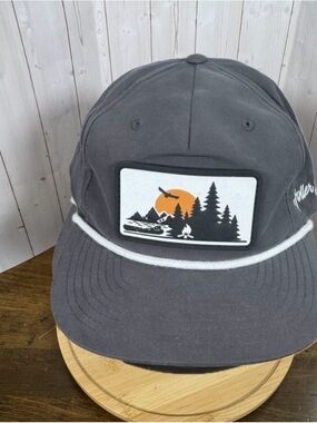 Holler Bound Gray Outdoor Patch Rope Baseball Hat Moisture Wick